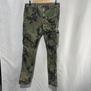 GAP Slim Taper Green Camo Cargo Military Utility Pants Men's 32x32 Ripstop Y2K